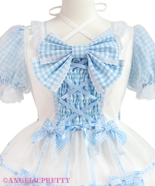 Puff Gingham One Piece - White