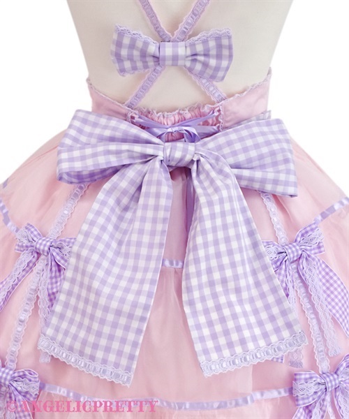 Puff Gingham Skirt - White - Click Image to Close