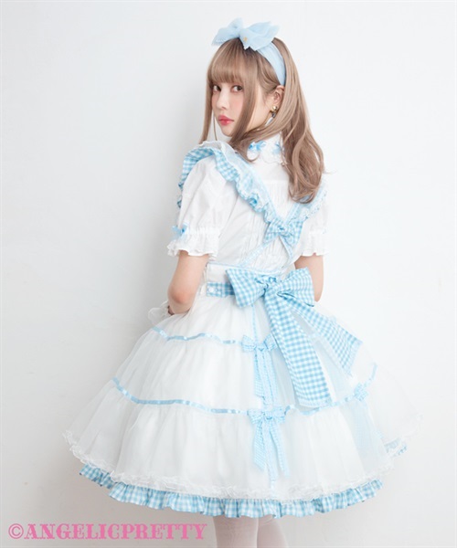 Puff Gingham Skirt - White