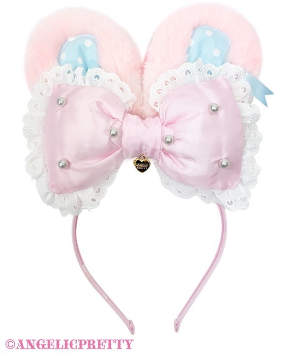 Puku Puku Ribbon Lyrical Bunny Headbow - Pink