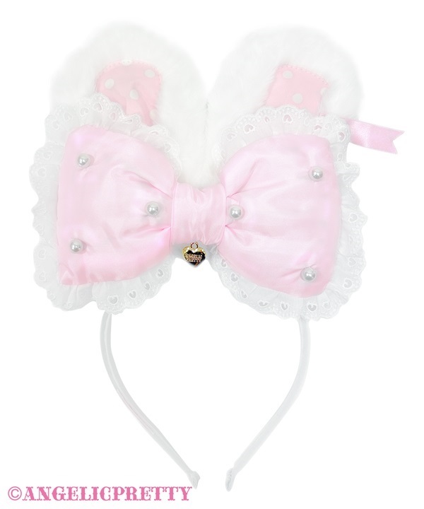 Puku Puku Ribbon Lyrical Bunny Headbow - White