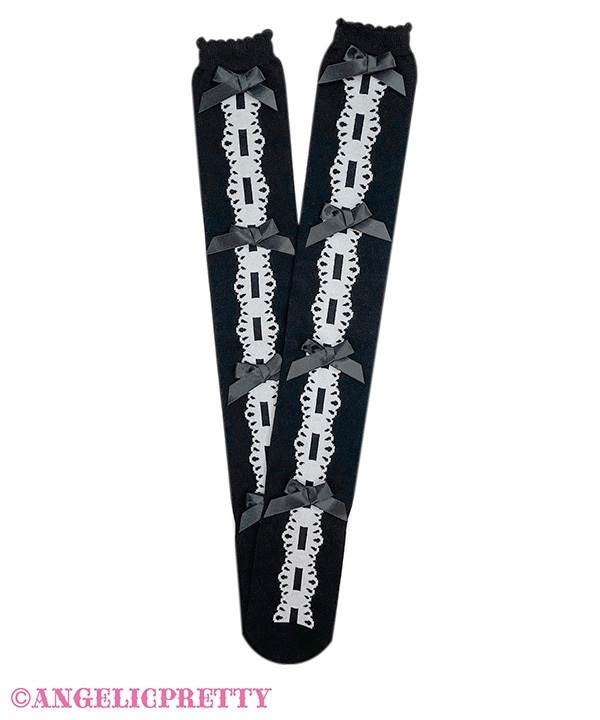Quartet Ribbon Ladder Lace Over Knee - Black