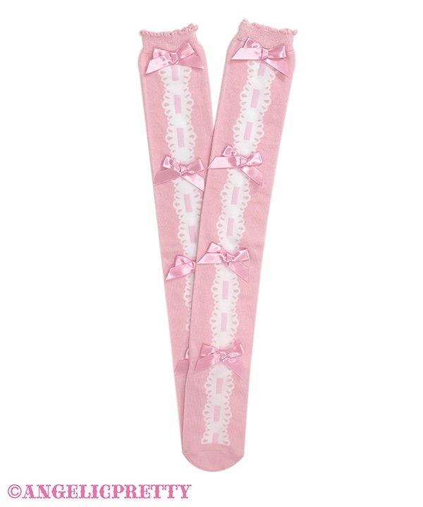Quartet Ribbon Ladder Lace Over Knee - Pink