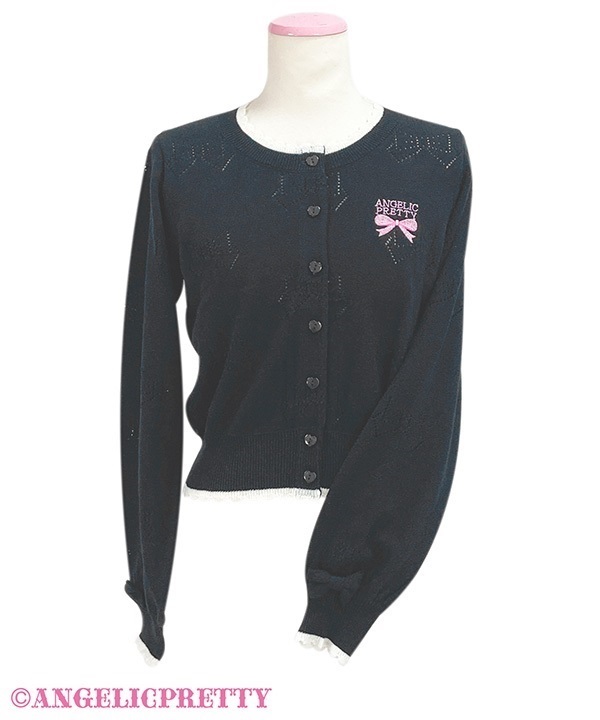 Ribbon Knit Cardigan - Black