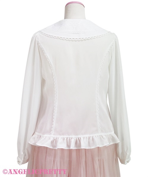 Romantic Lacy Color Blouse - White - Click Image to Close