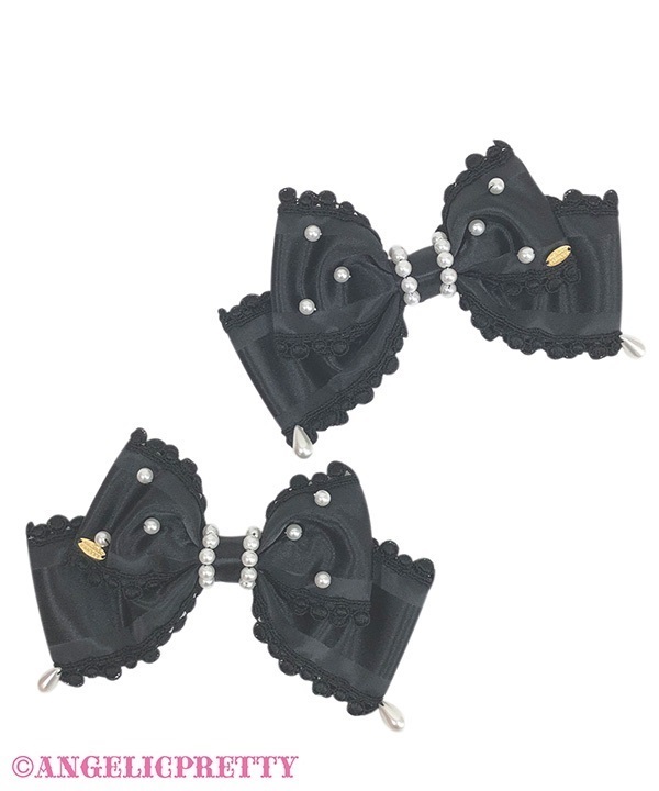 Romantic Ribbon Hair Clip Set - Black