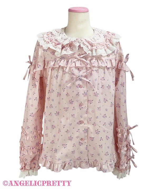 Rose Frill Blouse - Sax - Click Image to Close