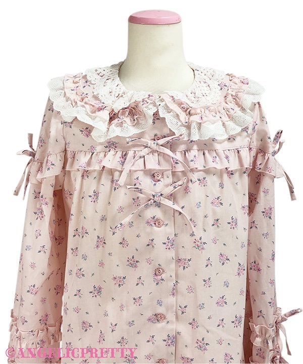 Rose Frill Blouse - Sax - Click Image to Close
