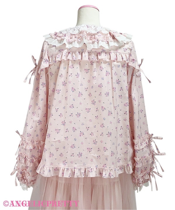 Rose Frill Blouse - Sax - Click Image to Close