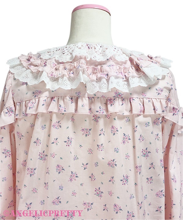 Rose Frill Blouse - Sax - Click Image to Close