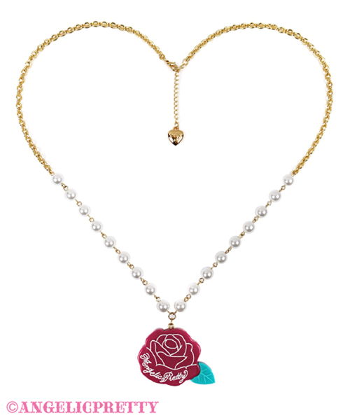 Rose Necklace - Wine - Click Image to Close