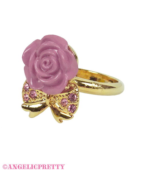 Rose Ribbon Ring - Pink - Click Image to Close