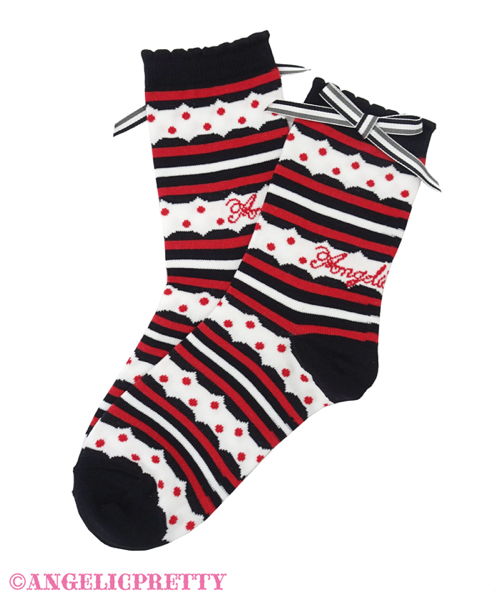 Scallop Border Crew Socks - Black