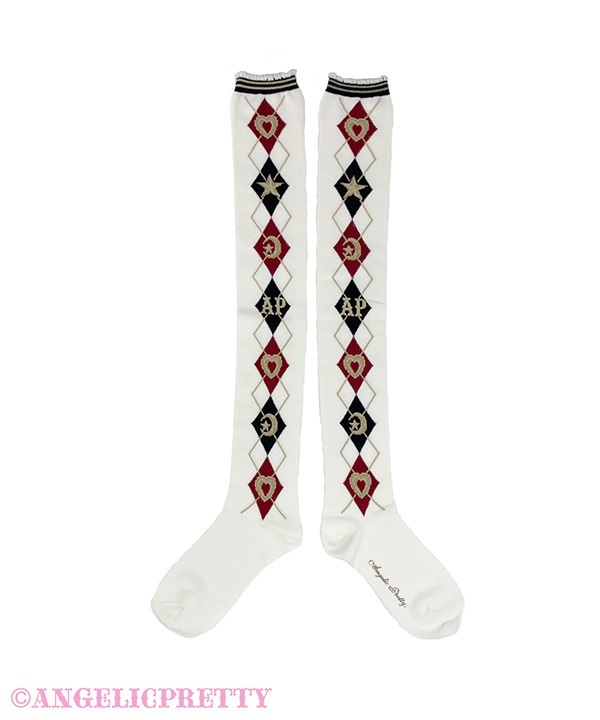 School Argyle Over Knee - Ivory