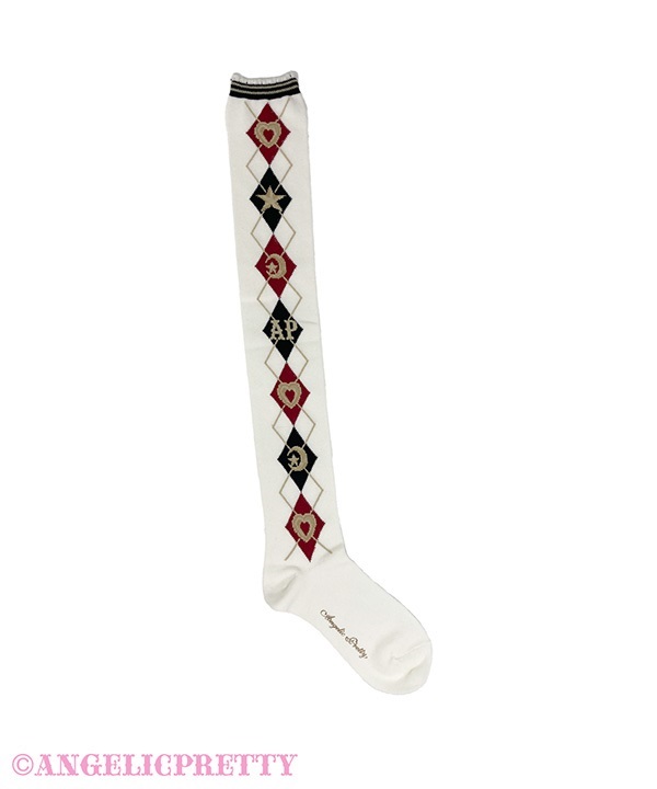 School Argyle Over Knee - Ivory
