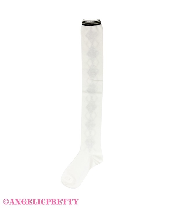 School Argyle Over Knee - Ivory