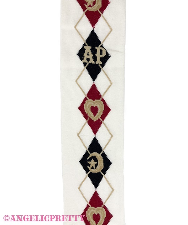 School Argyle Over Knee - Ivory