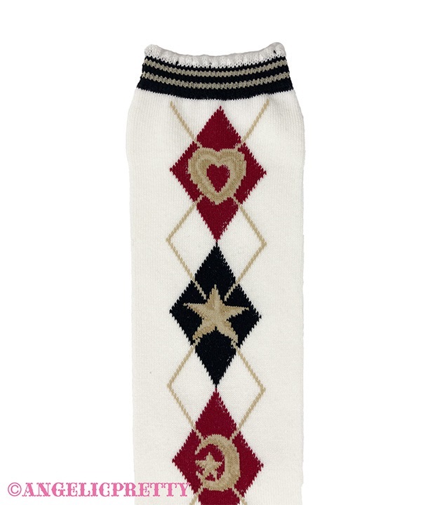 School Argyle Over Knee - Ivory