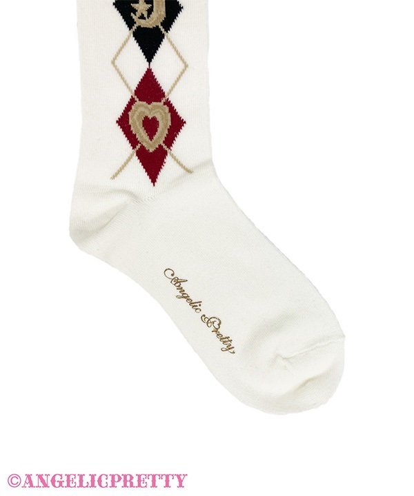 School Argyle Over Knee - Ivory