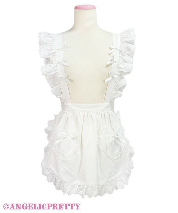 Sentimental Heart Lace Apron - White x White