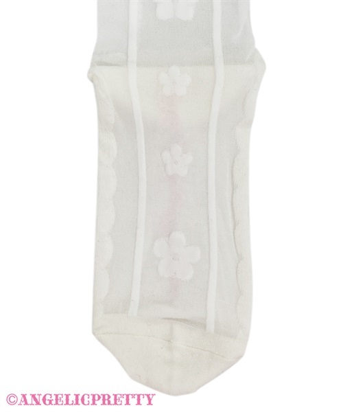 Sheer Flower Over Knee - White - Click Image to Close