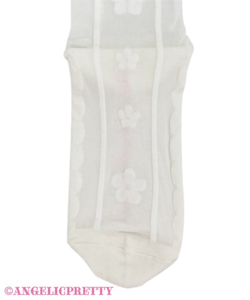 Sheer Flower Over Knee - White