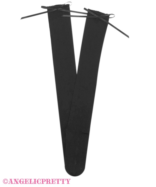 Sheer Lace Up Over Knee - Black