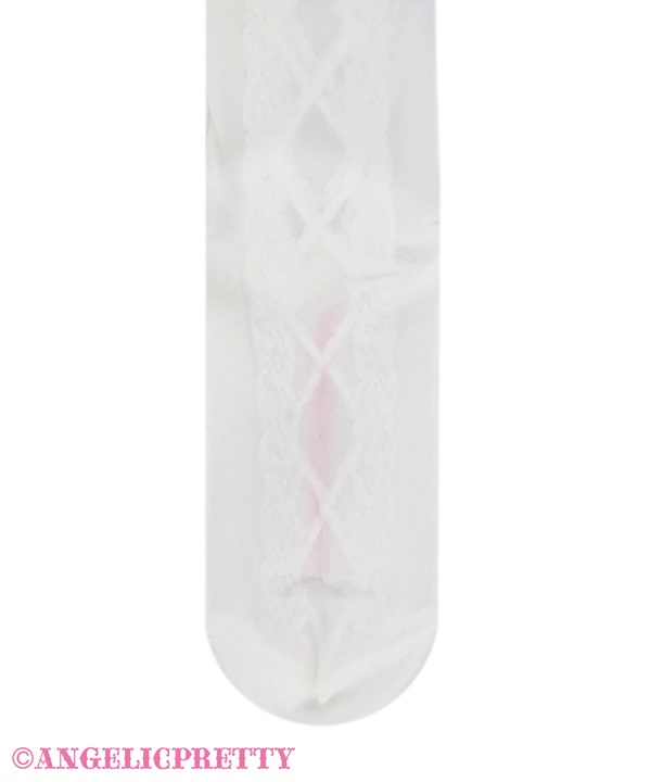 Sheer Lace Up Over Knee - Pink