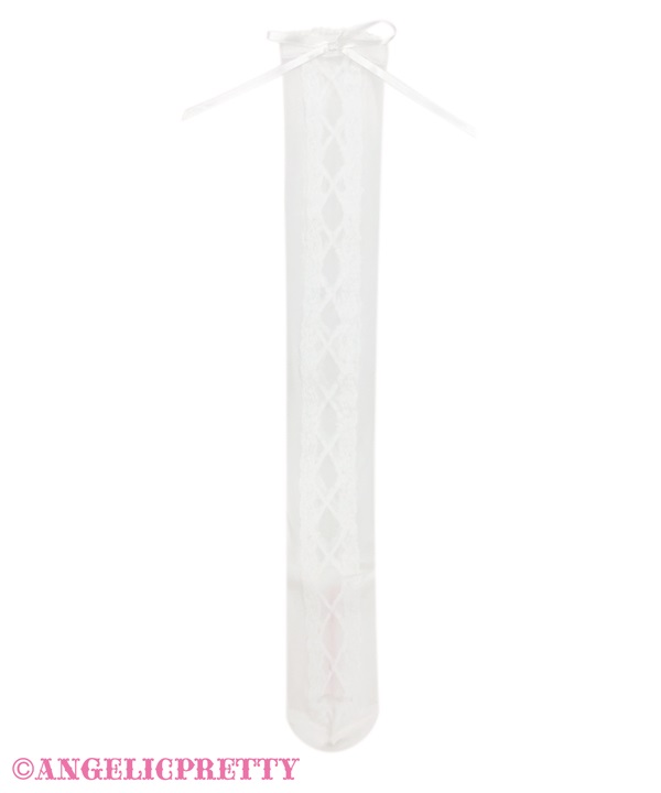 Sheer Lace Up Over Knee - White