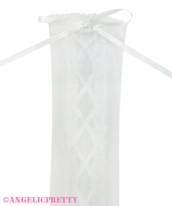Sheer Lace Up Over Knee - White