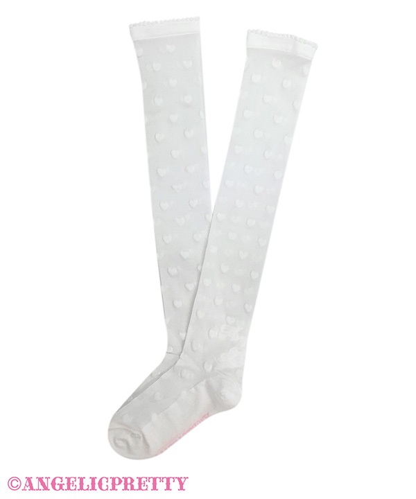 Sheer Lovely Heart Over Knee - White
