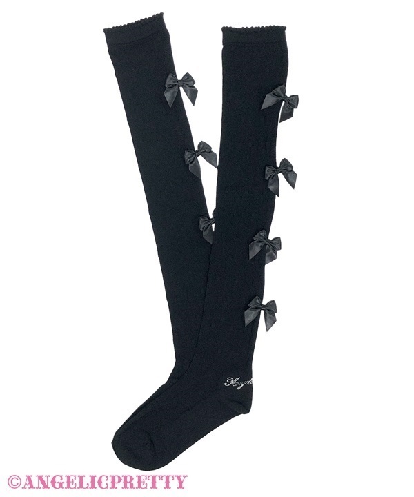 Sheer Petit Ribbon Over Knee - Black