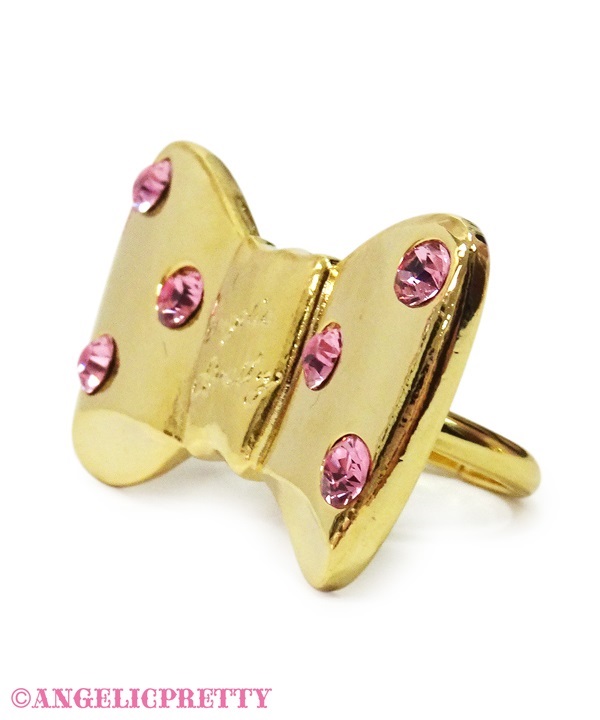 Shiny Ribbon Ring - Gold x Pink