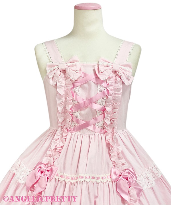 Shoulder Ribbon Jumperskirt - Pink [252J09-020694-pk] - $323.00
