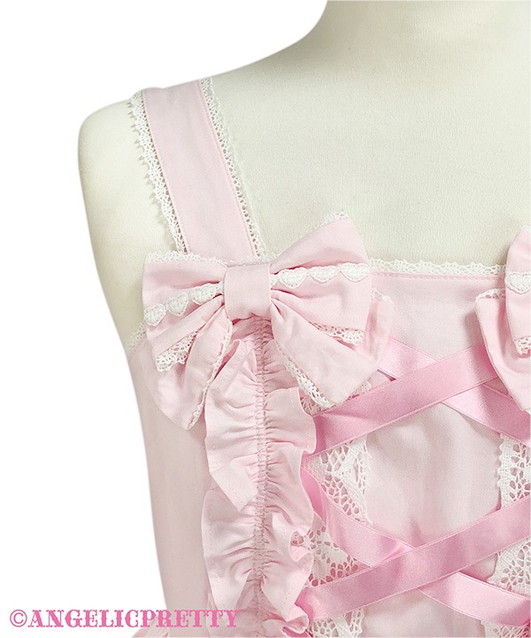 Shoulder Ribbon Jumperskirt - Pink [252J09-020694-pk] - $323.00