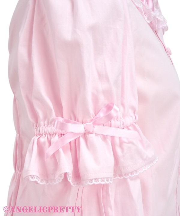 Simple Pin Tuck Removable Sleeve Blouse - Pink