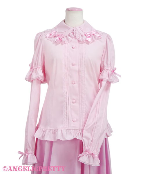 Simple Pintuck Sleeve Blouse - Pink