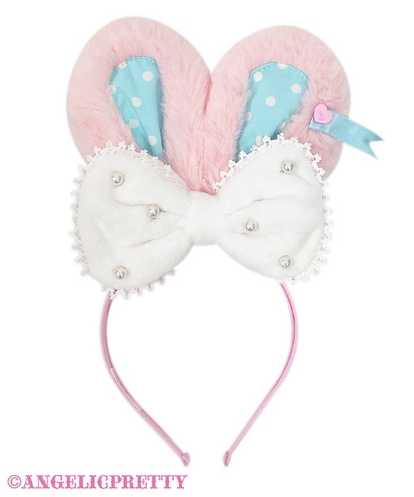 Snow Ribbon Lyrical Bunny Headbow - Pink