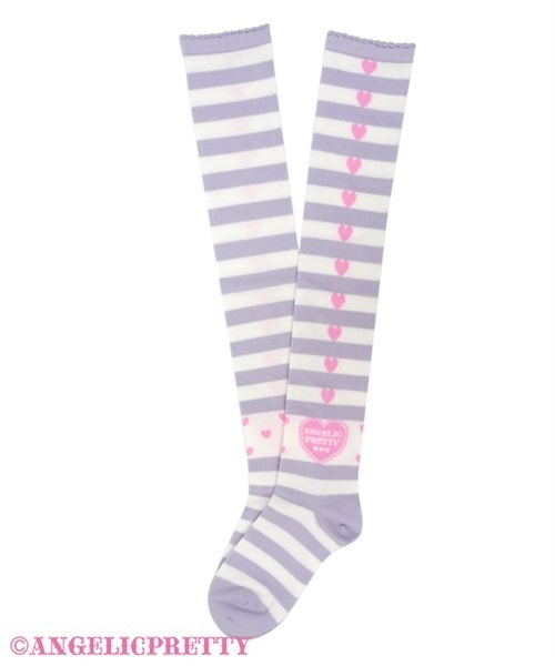 Sprinkle Heart Border Over Knee - Lavender