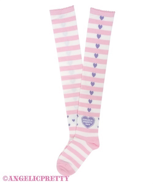Sprinkle Heart Border Over Knee - Pink