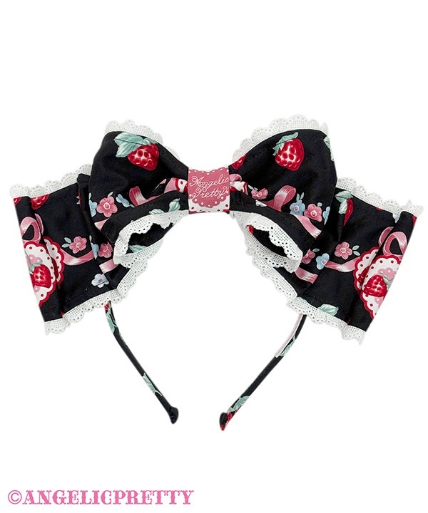 Strawberry Cake Party Headbow - Black