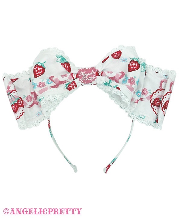 Strawberry Cake Party Headbow - White