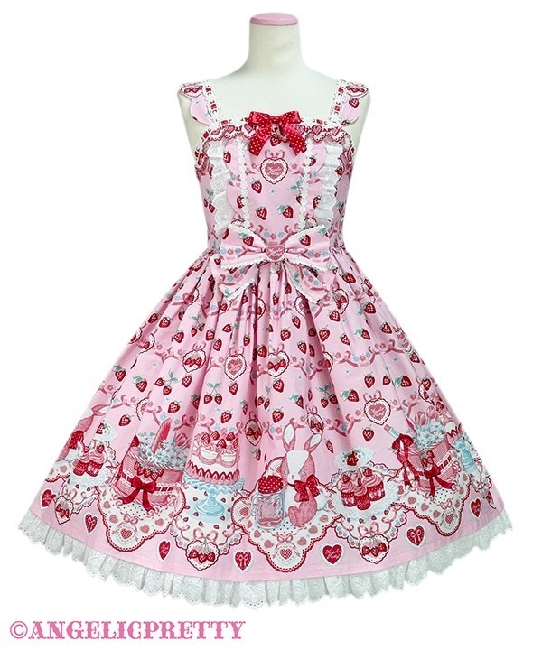 Strawberry Cake Party Scallop Jumperskirt - Pink