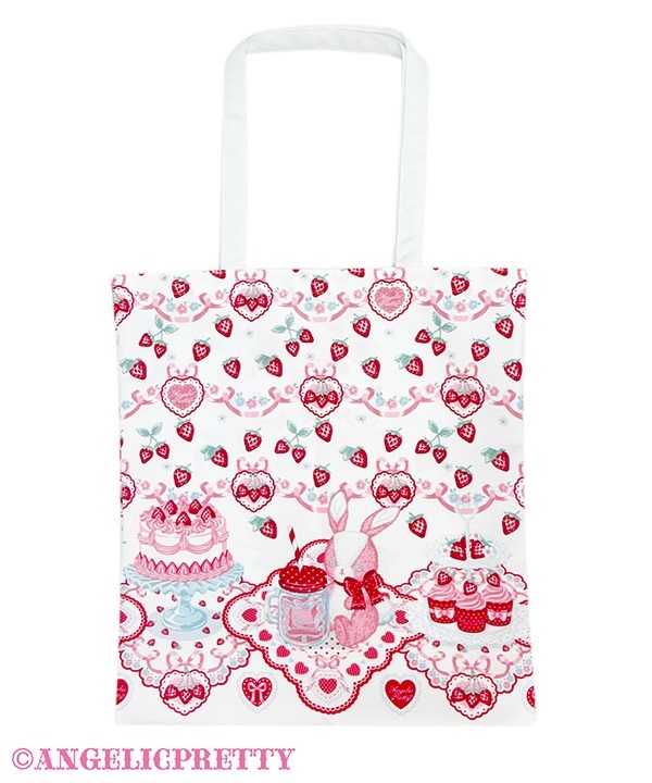 Strawberry Cake Party Tote Bag - White