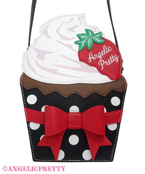 Strawberry Cupcake Shoulder Bag - Black