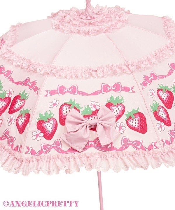 Strawberry Ribbon Umbrella - White [262G04-090549-wh] - $79.00