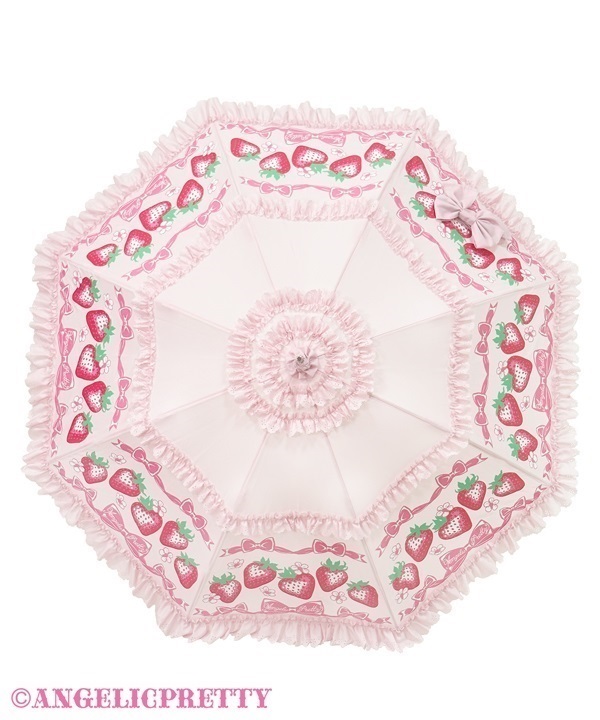 Strawberry Ribbonアンブレラ　シロ Strawberry Ribbon Umbrella - White [262G04-090549-wh] - $79.00
