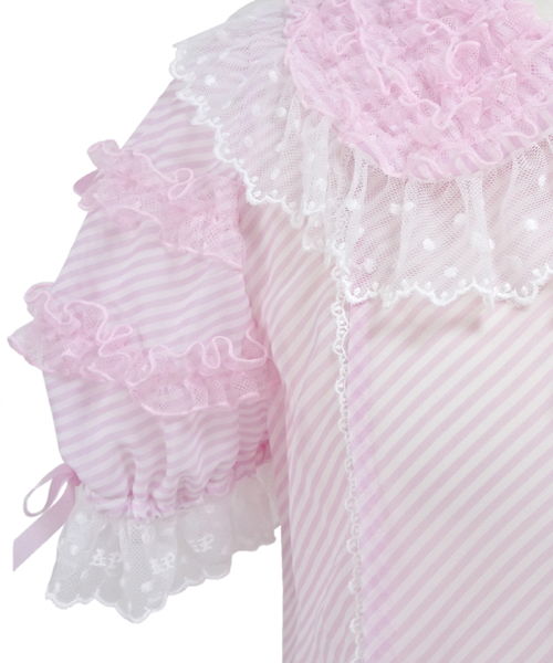 Stripe Chiffon Blouse - Pink