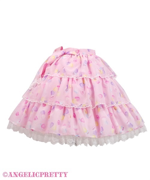 Sugar Hearts Tiered Skirt - Black