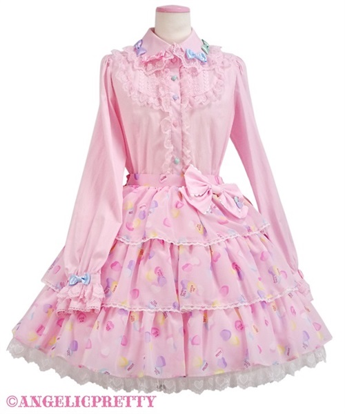 Sugar Hearts Tiered Skirt - Black